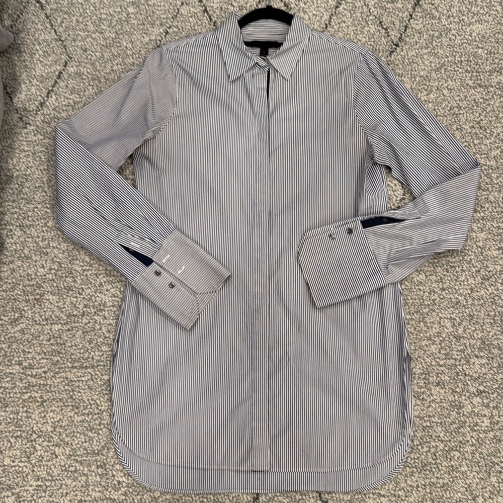 J Crew navy/white stripe button down tunic